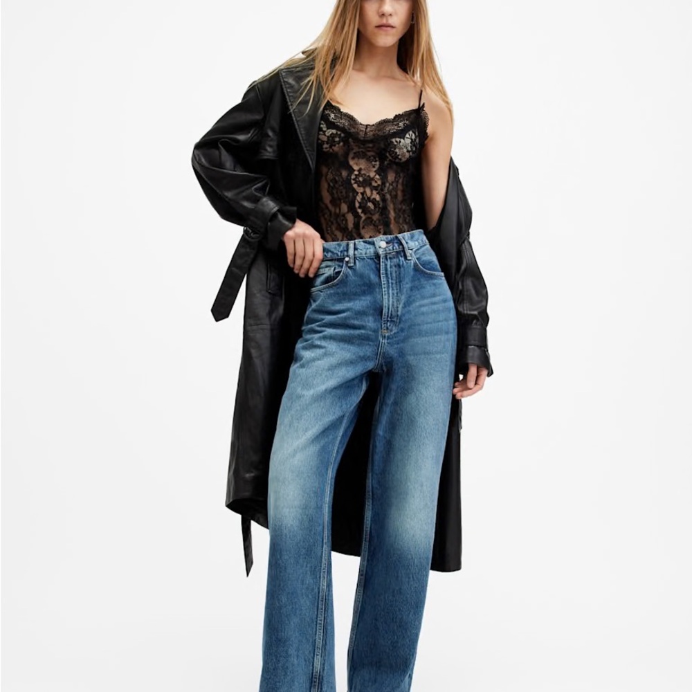 All Saints Blue Flare Wide Leg Jeans